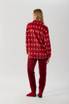 PIGIAMA DONNA APERTO COLLO E POLSINI MORBIDO CORAL FLANNEL FANTASIA GEOMETRICA